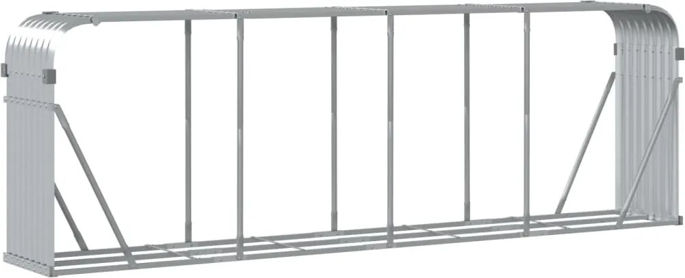 ezüstszínű horganyzott acél rönktartó 300 x 45 x 100 cm