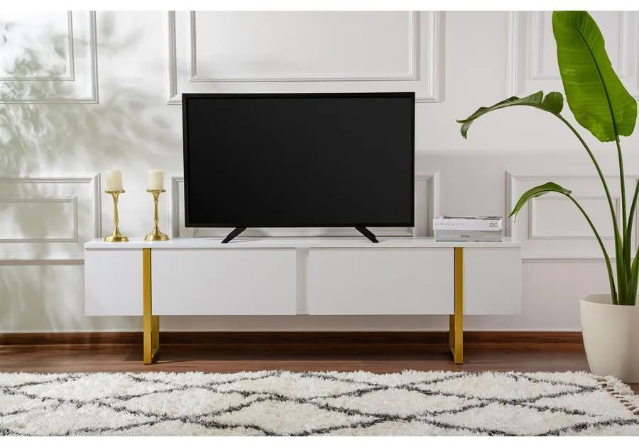 TV szekrény Serenity - Fehér, Arany