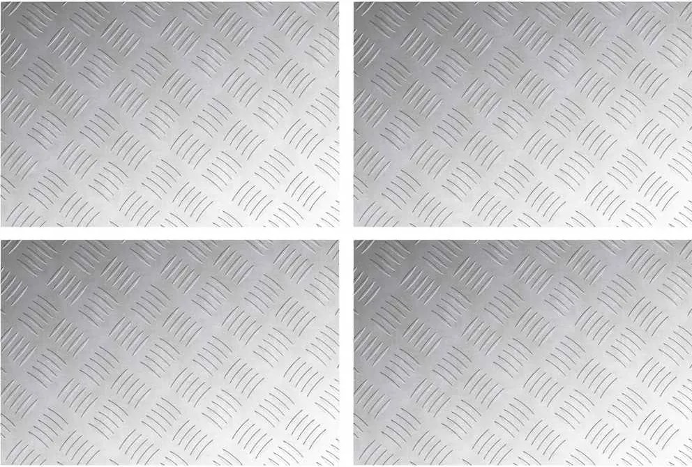 vidaXL Lépcsőfok Négyszögletes 4 pcs Ezüst 60 x 40 cm Alumínium