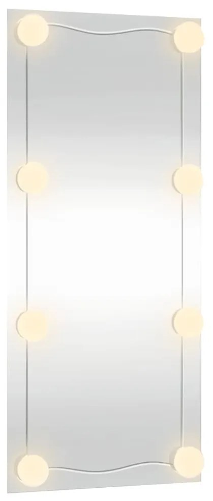 téglalap alakú üveg falitükör LED fényekkel 30 x 80 cm