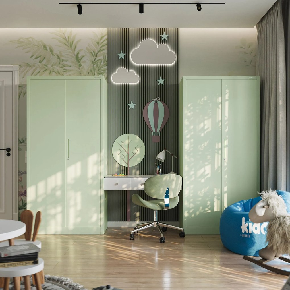 Irodai szekrény, 900 x 1850 x 400 mm, Fresh Style: pasztellzöld