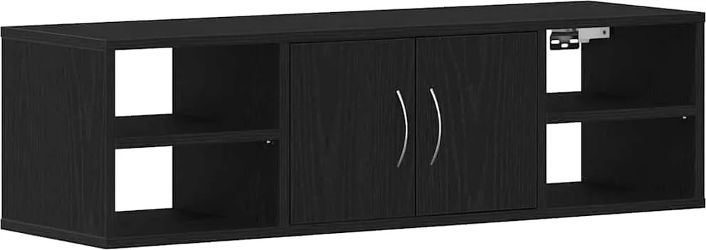 vidaXL Falpolc polcokkal ajtóval Fekete tölgy 102 x 30 x 29 cm Faanyag