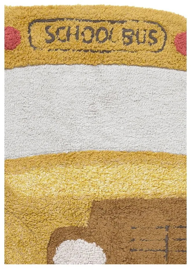 Okkersárga mosható-kézi szövésű pamut gyerek szőnyeg 90x130 cm School Bus – Lorena Canals