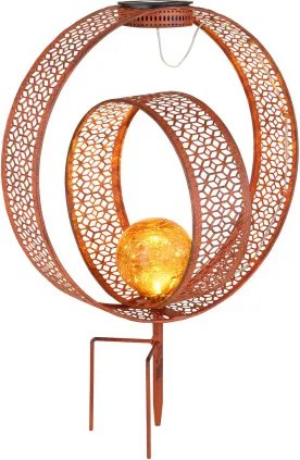 Globo 33644R Solar leszúrható lámpa rozsdabarna fém/üveg golyó pókháló mintával. Elemmel AAA 300mAh 1.2V, IP44, HxSzxM: 300x200x420mm, tartozék: LED 0.06W 3V, 2700K