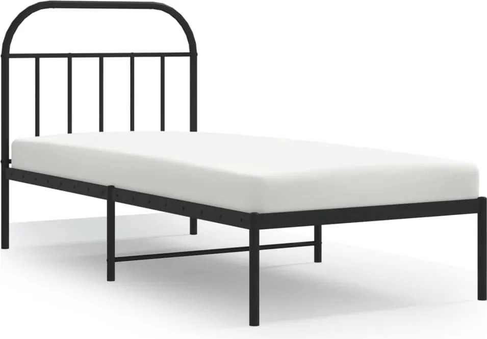 vidaXL fekete fém ágykeret fejtámlával 80 x 200 cm