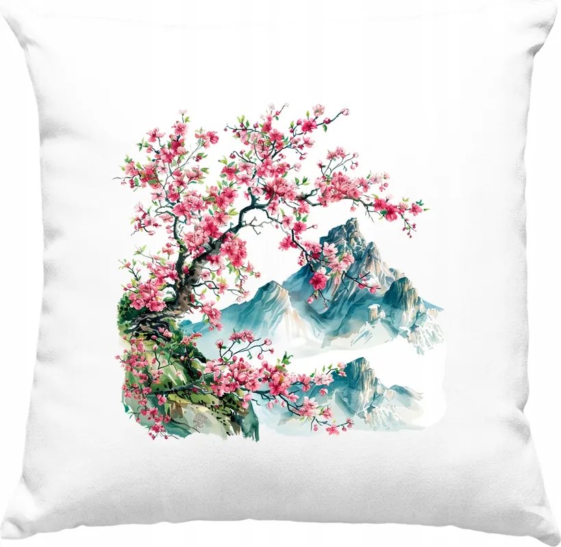 Sakura hegyi táj párna, fehér