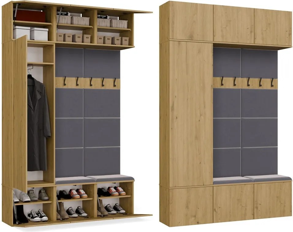 HAGA III 1SZ2W előszobafal 150x35x238 cm, tölgy