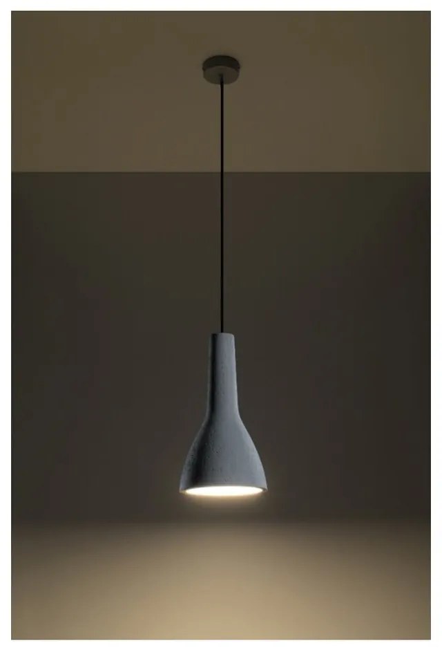 Világosszürke függőlámpa beton búrával ø 17 cm Mattia – Sollux