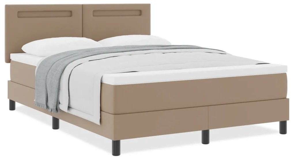 Boxspring ágy matraccal - Cappuccino, 140x190 cm, műbőr
