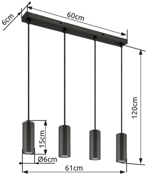 Globo 57918-4H - Csillár zsinóron JAMES 4xGU10/25W/230V