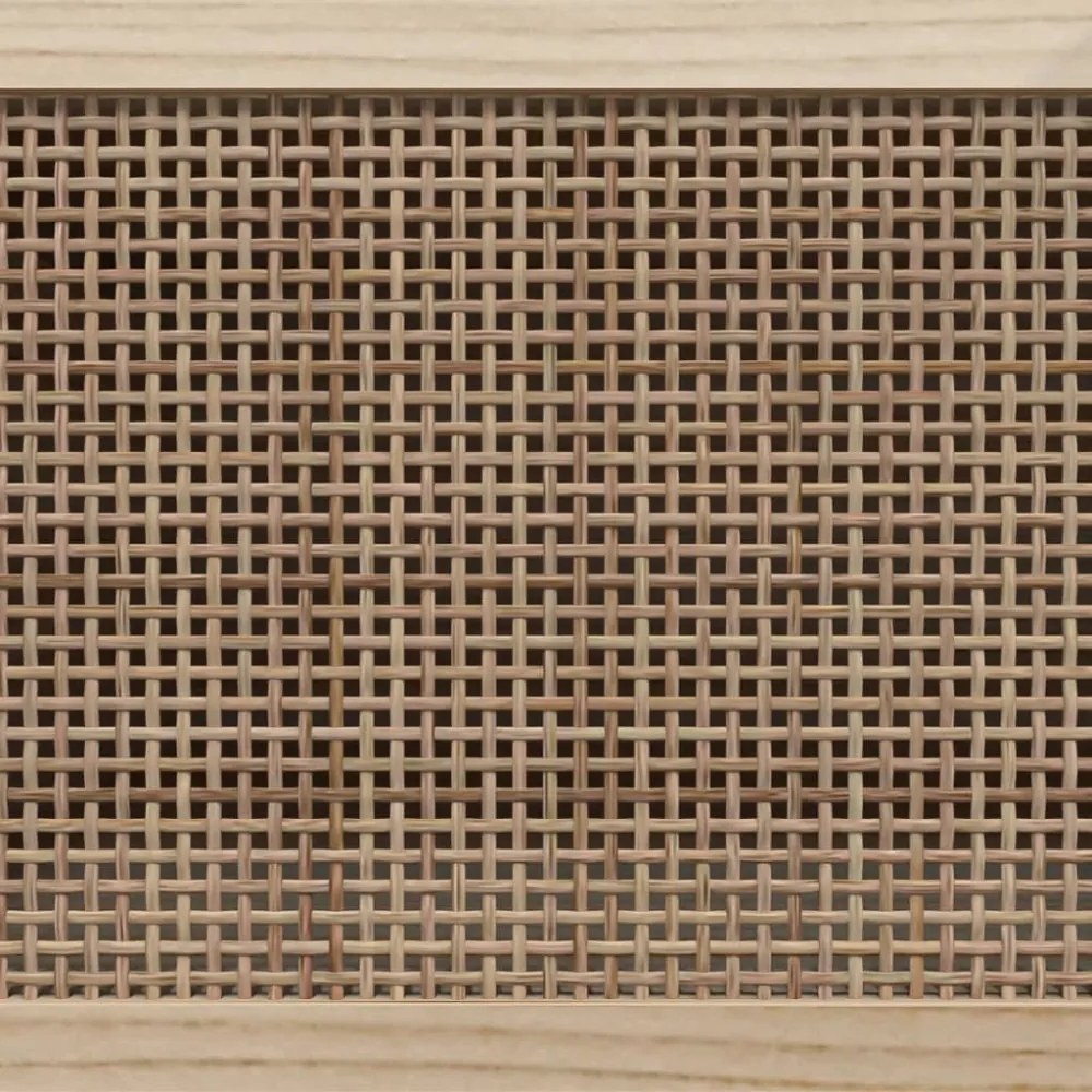 barna fenyőfa és természetes rattan TV-szekrény 105x30x40 cm