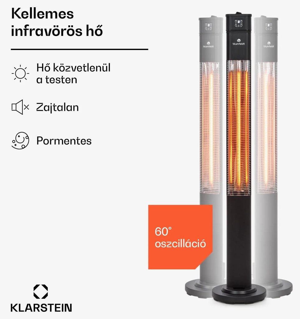 Blumfeldt Heat Guru, infravörös hősugárzó, 2000 W, 3 fűtési fokozat, távirányító, fekete