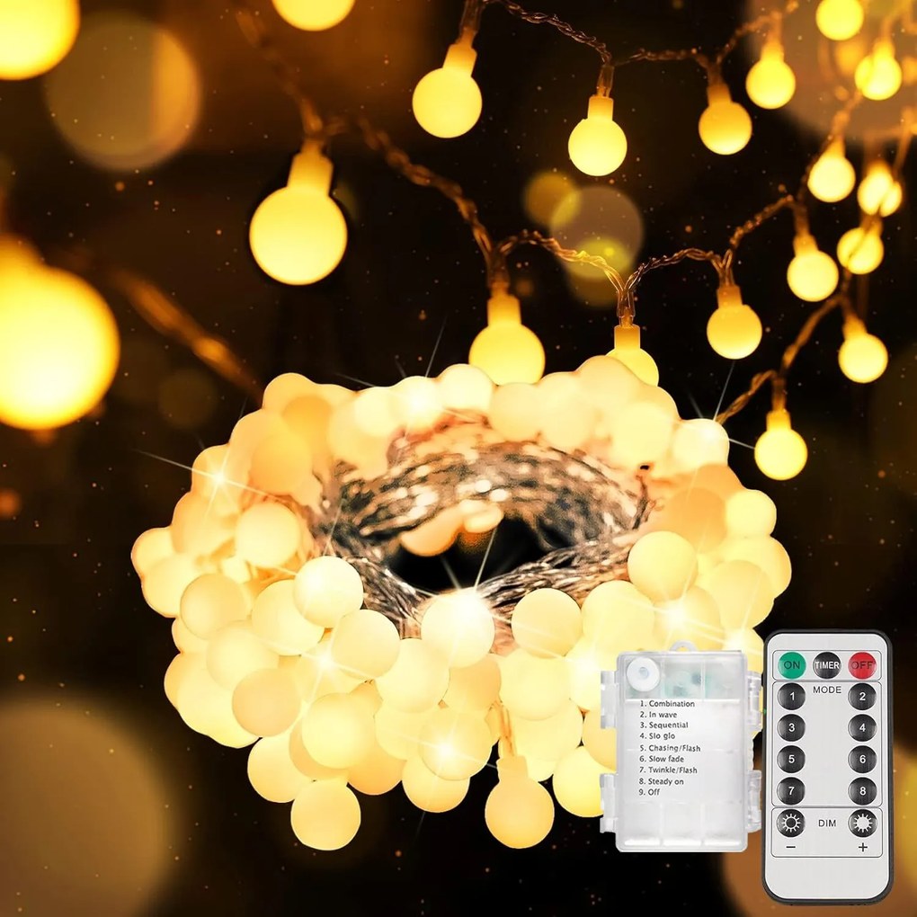 Karácsonyfa Fényfüzér 13M 100LED Meleg Fehér Kültéri Beltéri Lámpa