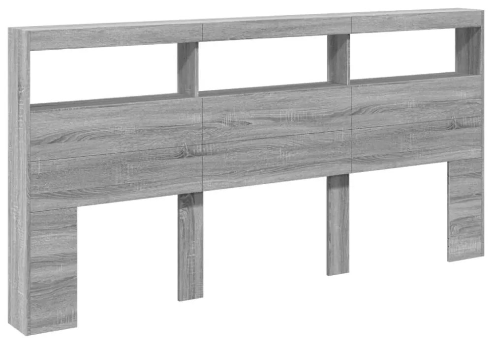 szürke sonoma színű áthidalószekrény LED-ekkel 200 x 17 x 102cm
