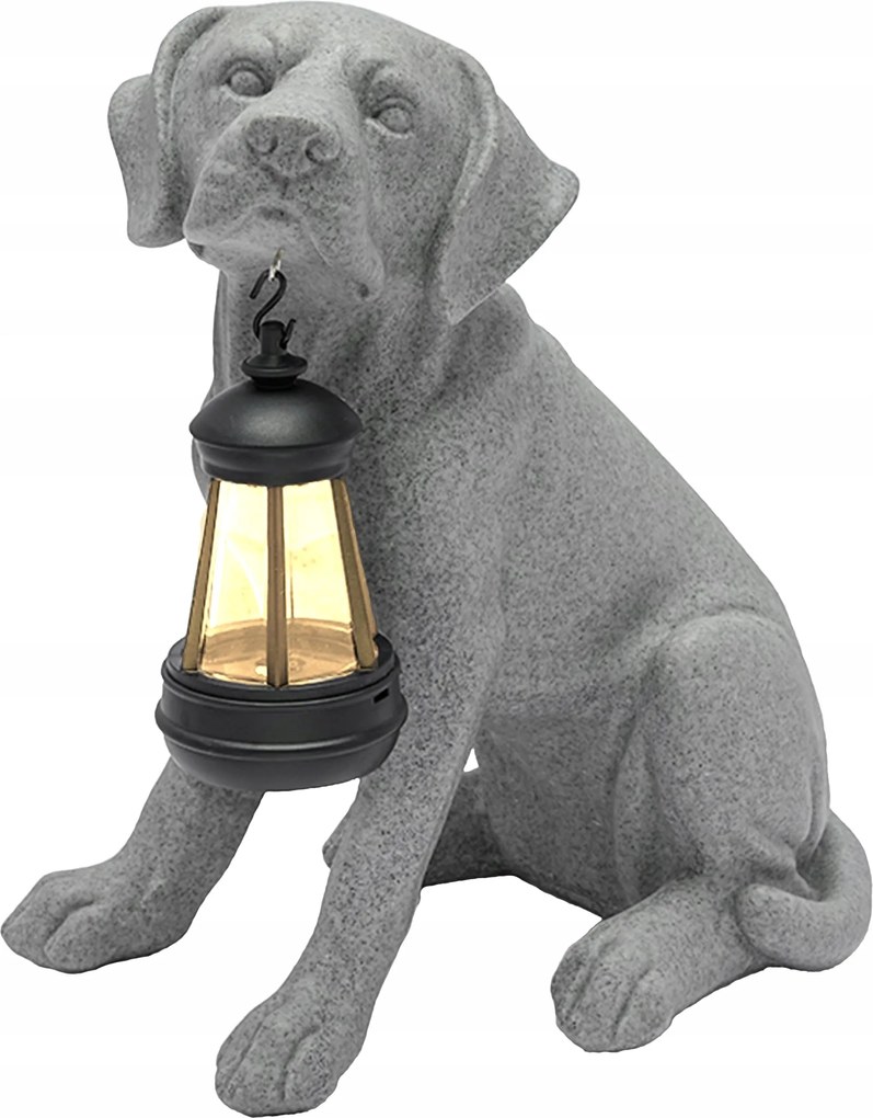 Mikilov Szobor Solar Led szürke vízálló kerti dekoráció Kutya