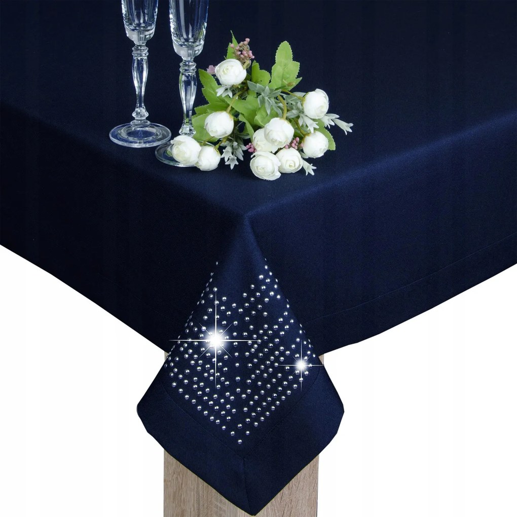 abrosz Panama Decor strasszok 220x140 sötétkék