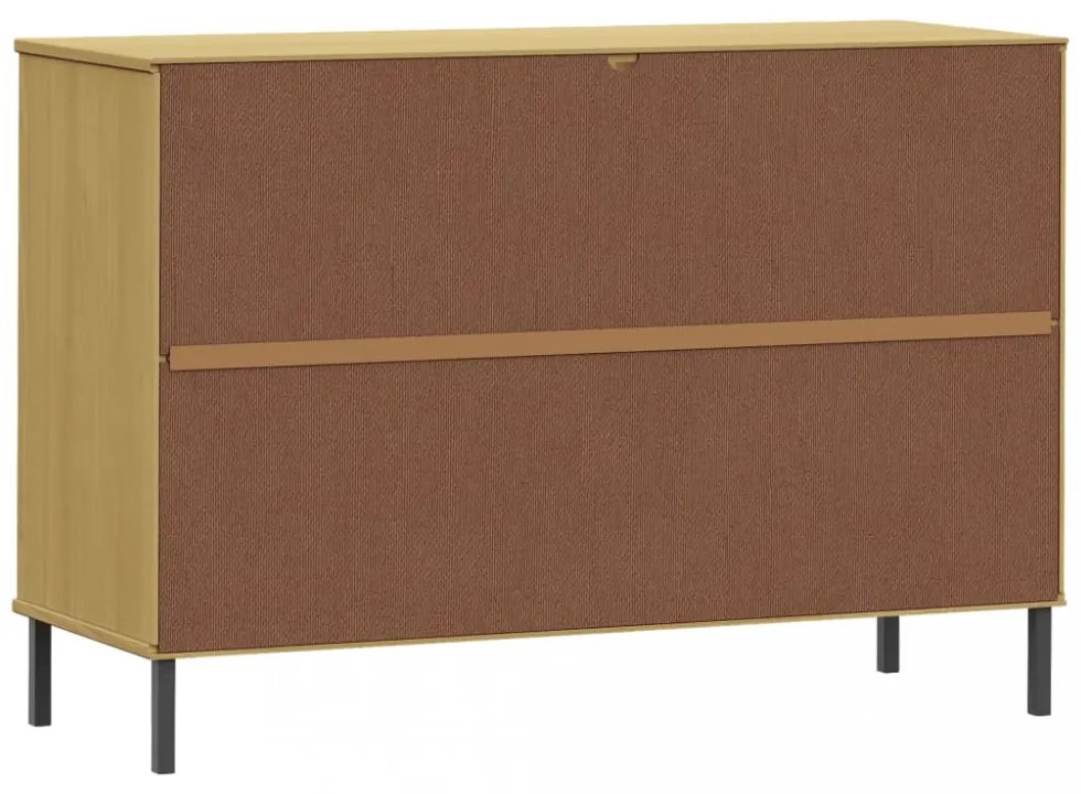 OSLO barna tömör fa tálalószekrény fém lábakkal 113x40x77 cm