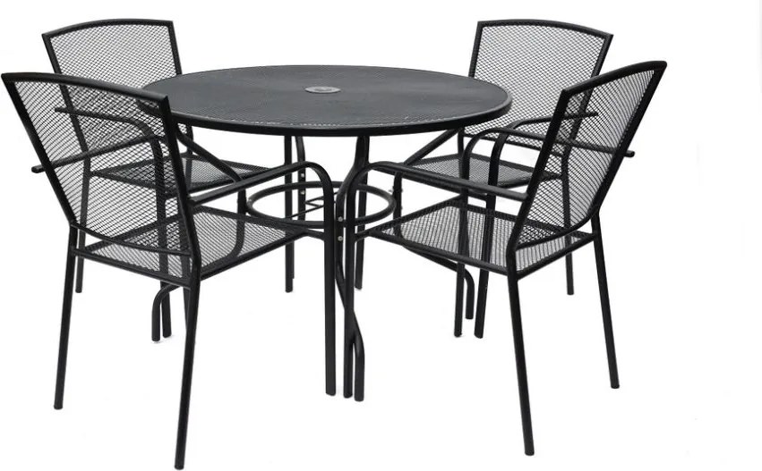 ROJAPLAST Kerti fém asztal lyukkal a napernyő számára