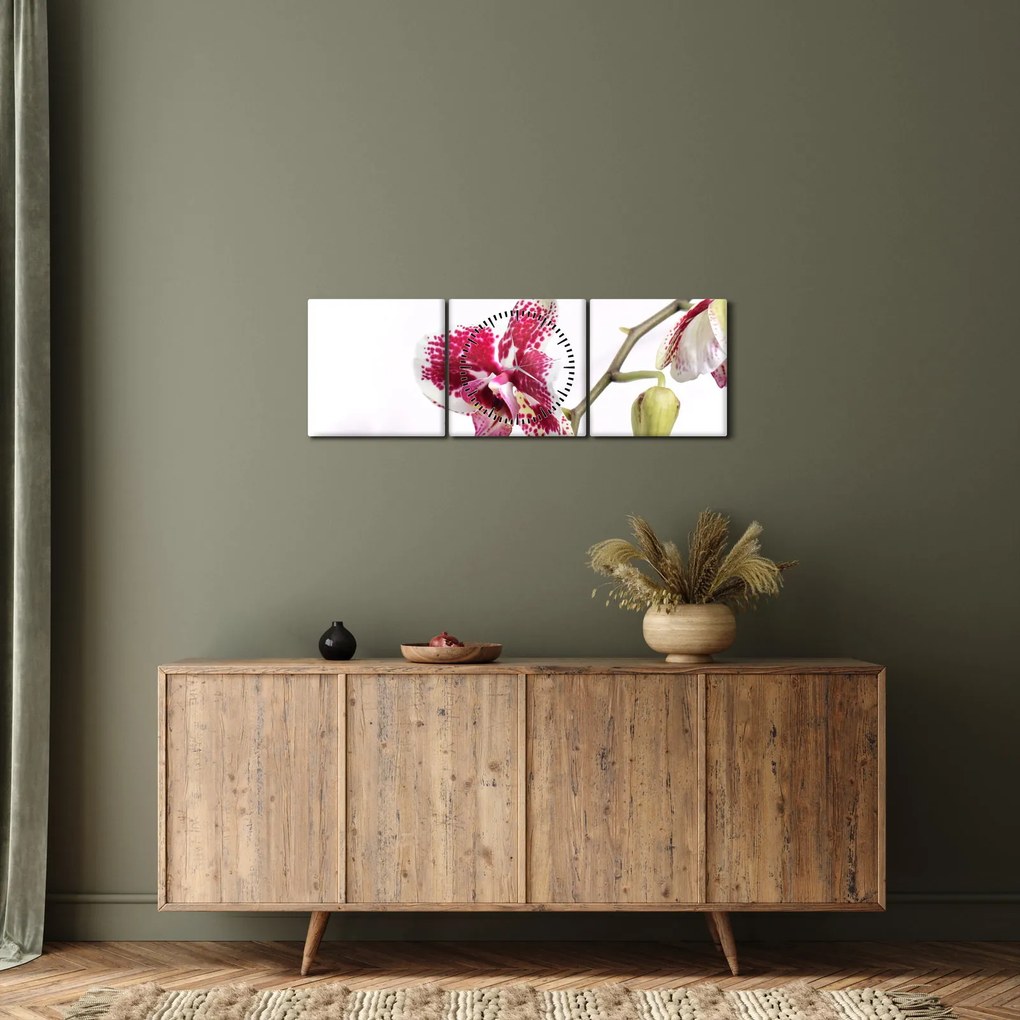 Orchidea virág képe (órával) (90x30 cm)