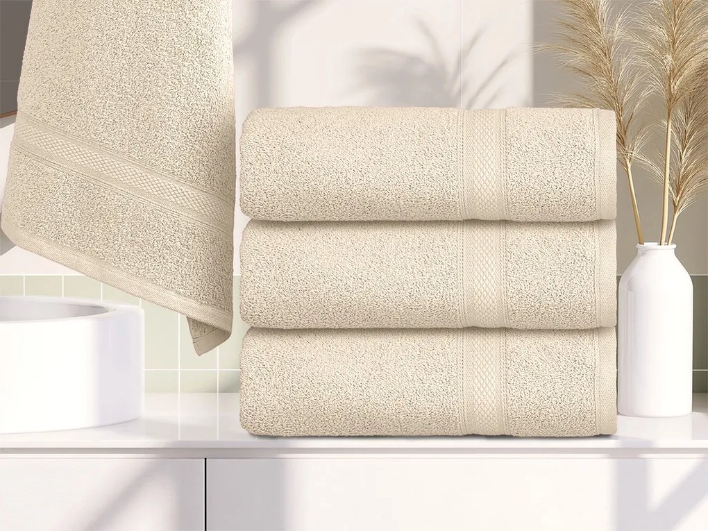 CLARYSSE ELEGANCE törölköző 60x110 cm krémszínű, 100% pamut
