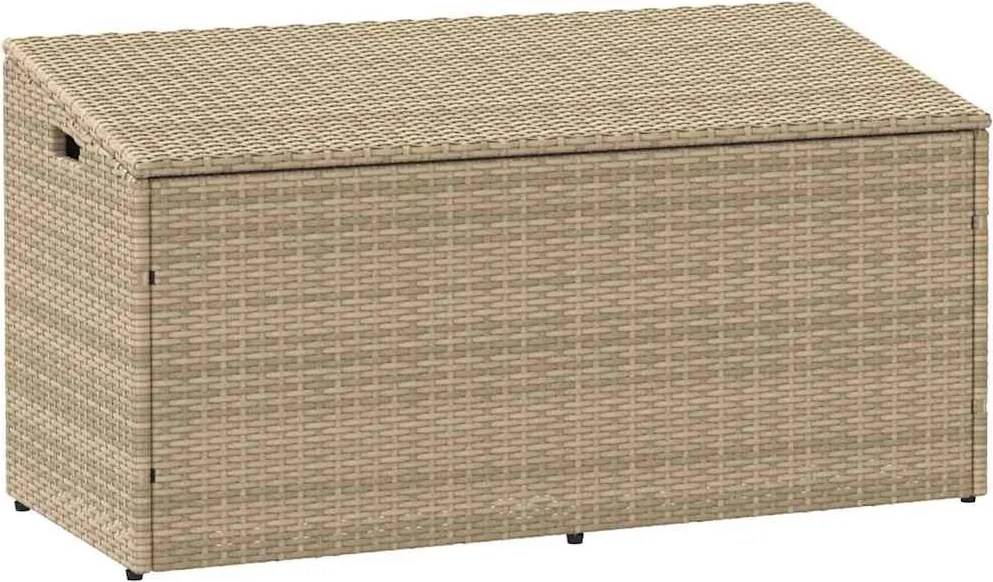 Bézs Színű Polyrattan Kerti Tárolóláda 110 X 50 X 58 Cm