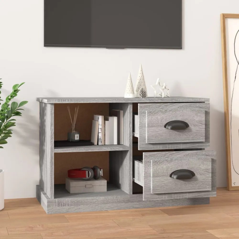 szürke sonoma színű szerelt fa TV-szekrény 73x35,5x47,5 cm