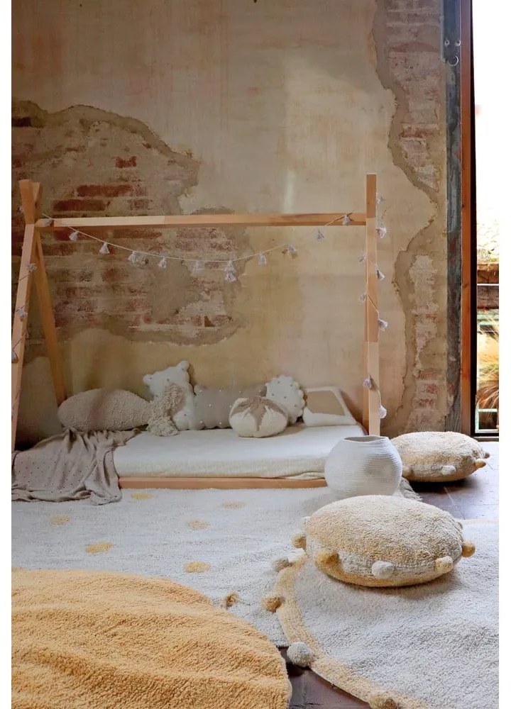 Okkersárga-krémszínű mosható kézi szövésű pamut gyerek szőnyeg 120x160 cm Hippy Dots Honey – Lorena Canals