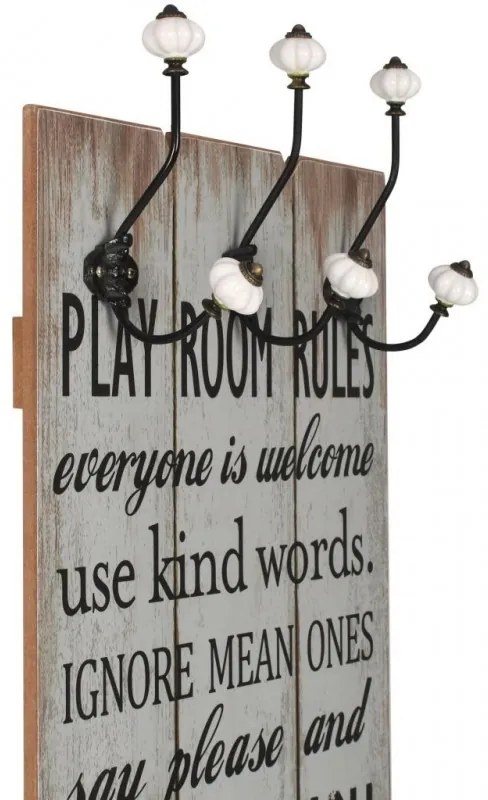 Falra szerelhető fogas 6 akasztóval 120 x 40 cm „THANK YOU”