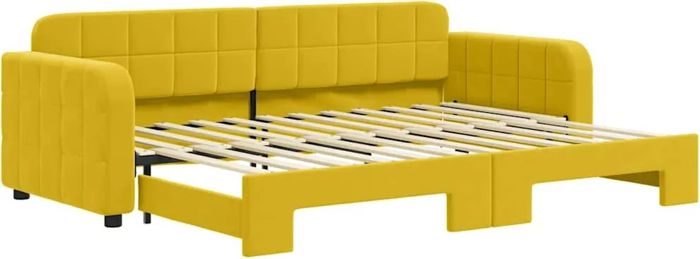 vidaXL sárga kihúzható bársony heverő 80 x 200 cm