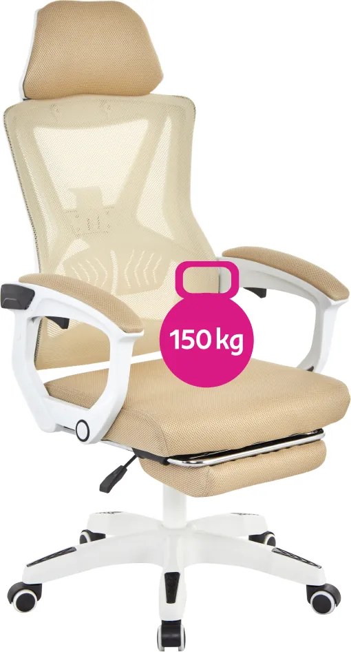 Irodai szék, bézs/fehér, teherbírás 150 kg, MALVIN