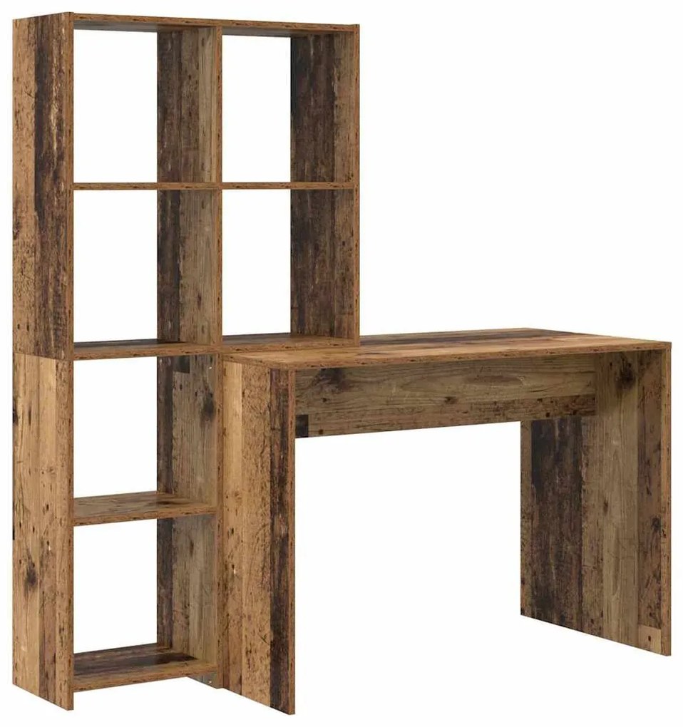 Asztal polcokkal tárolóval Régi fa 138.5 x 55 x 143 cm Faanyag