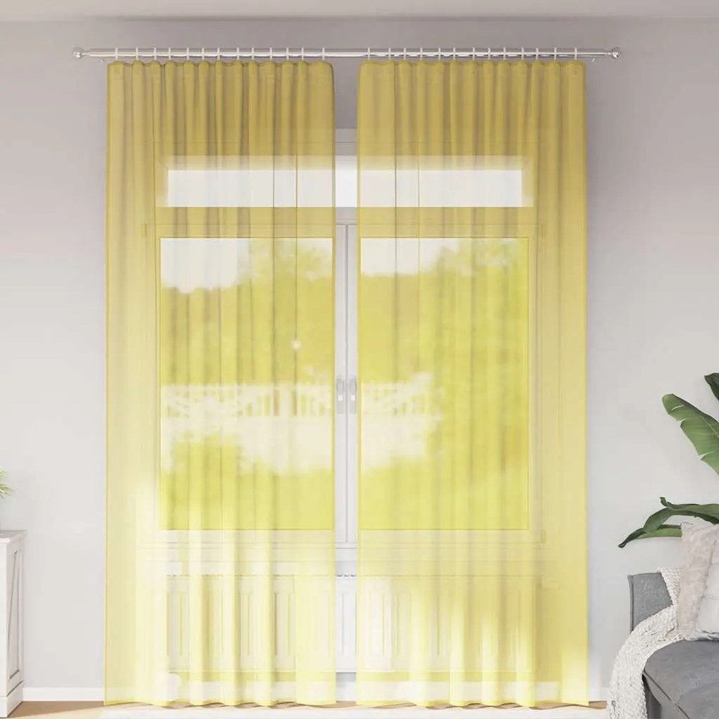 2 db sárga fátyolfüggönyök hurokkal 140x260 cm