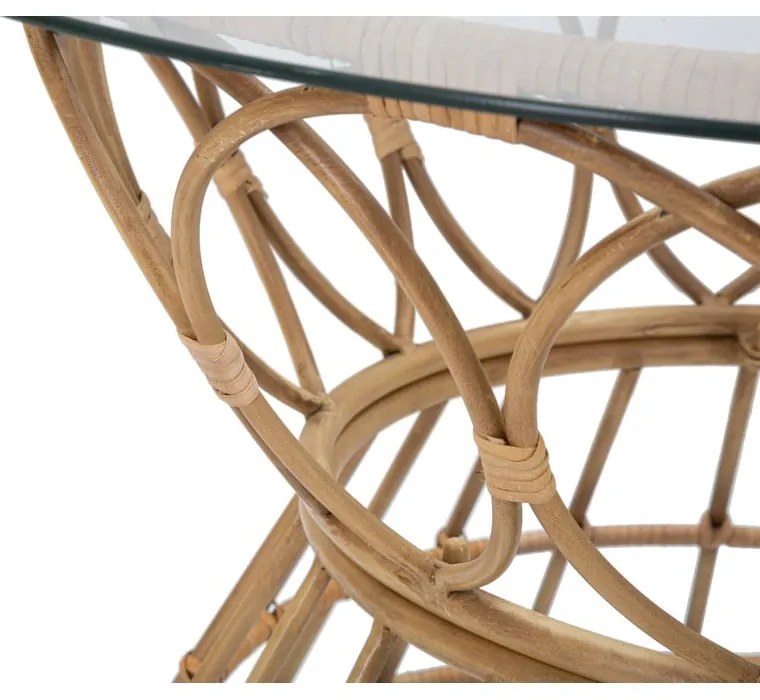 Natúr színű kerek dohányzóasztal üveg asztallappal ø 75 cm Panama – Mauro Ferretti