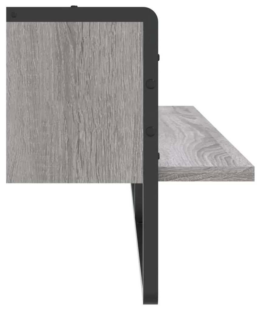 szürke sonoma színű fali polc rúddal 100 x 25 x 30 cm