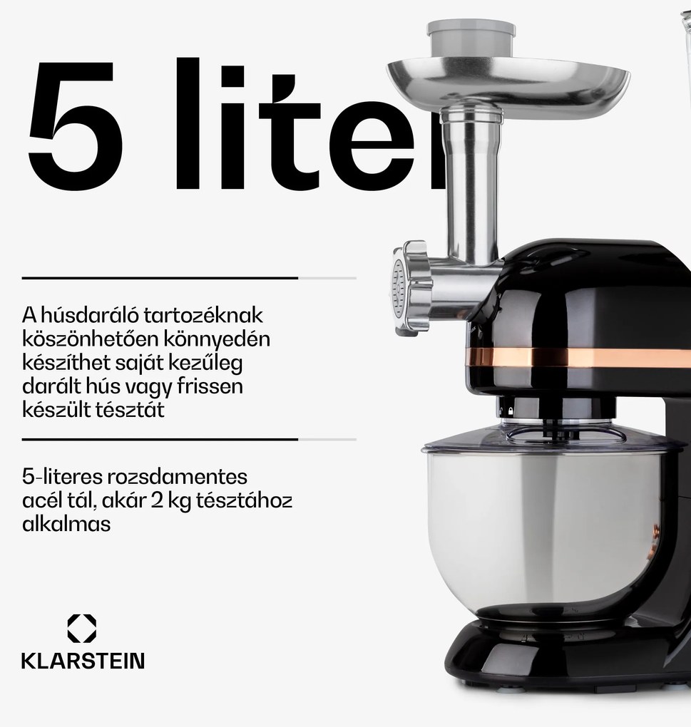 Klarstein Lucia Elegance, konyhai robotgép, mixer, húsdaráló, 1800 W, BPA mentes