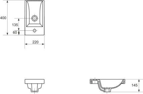 Cersanit K32-001-BOX - COMO beépíthető mosdó 22×40 cm, kerámia, fényes fehér