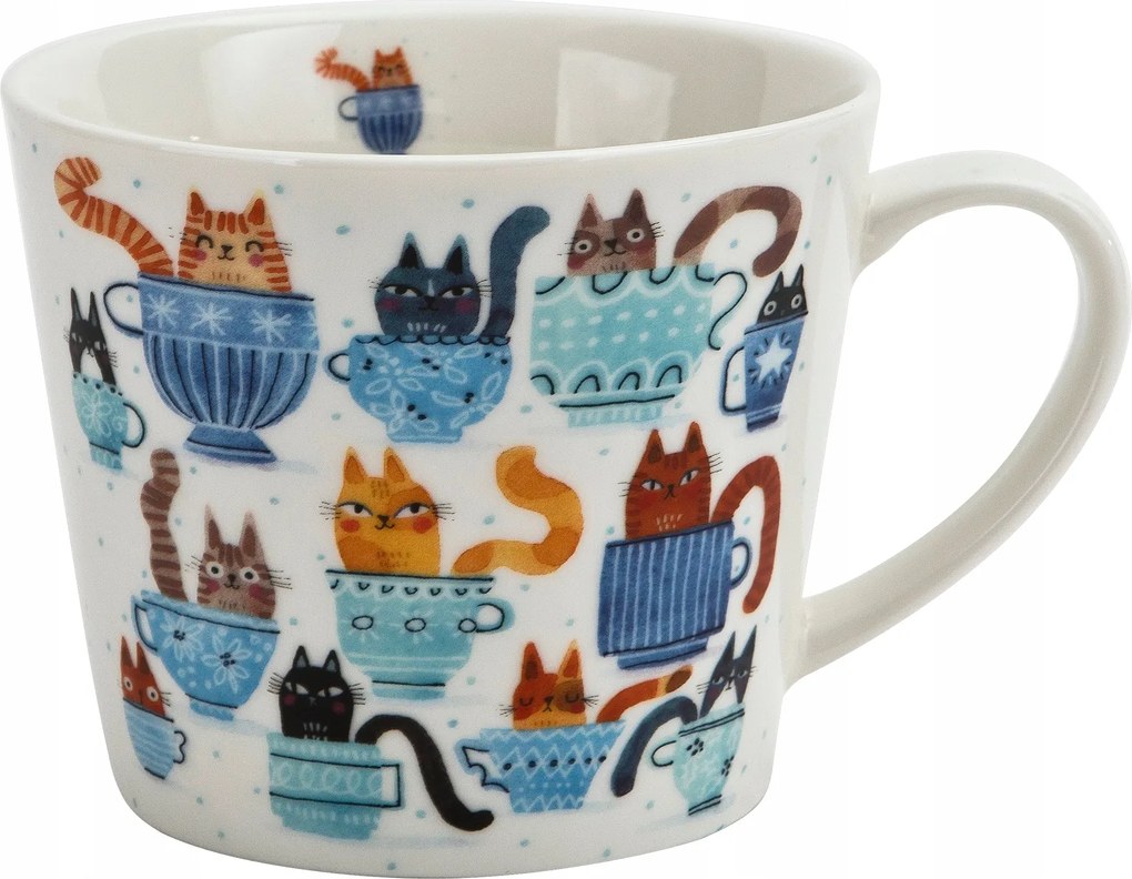 Porcelán bögre 610 ml egyenes Macskák csészékben