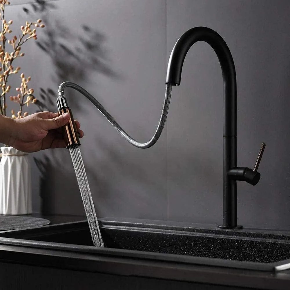 REA APOLLO Black/Rose Gold mosogató csaptelep