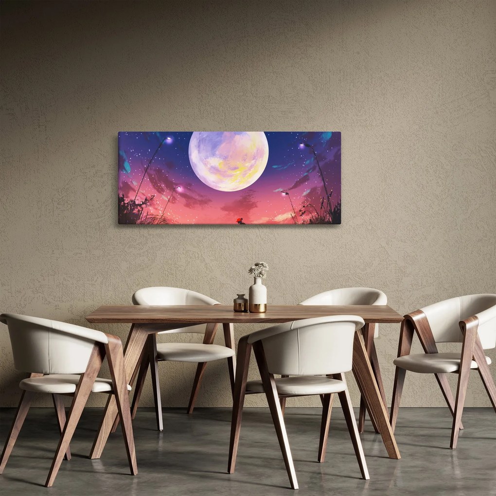 Kép - Nő és kutya teliholdkor (120x50 cm)