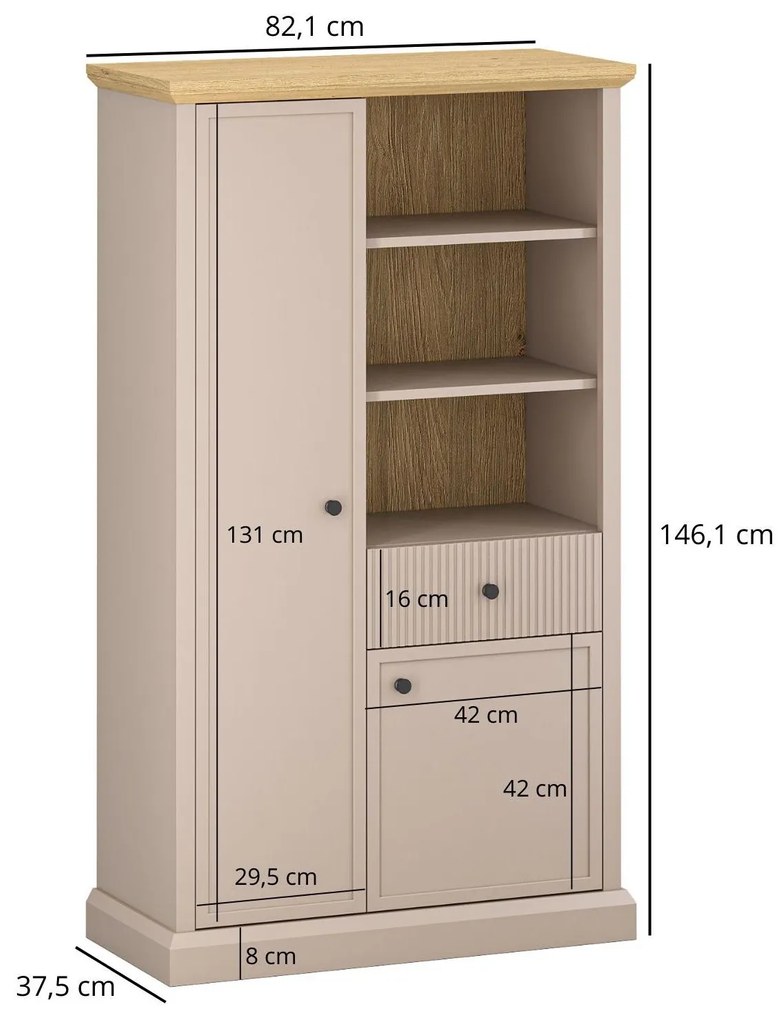 Regál Indices (taupe + kő tölgy) . Akció -15%. 1116865