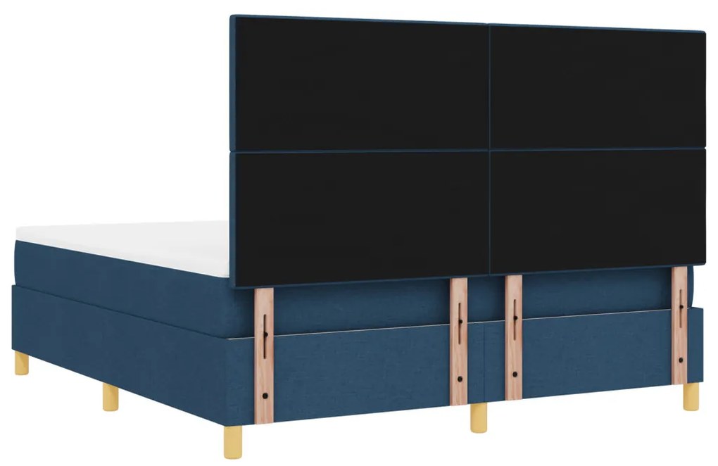 Box Spring Ágy Matraccal és LED Tengerészkék 180x200 cm Szövet