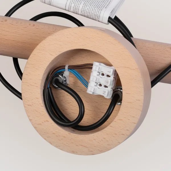 Kábeles csillár WOODSTOCK 2xE27/15W/230V fa/fekete