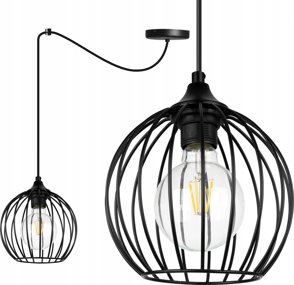 Mennyezeti Lámpa Lógó Csillár Egyetlen Pók Loft Fekete Gömb Edison