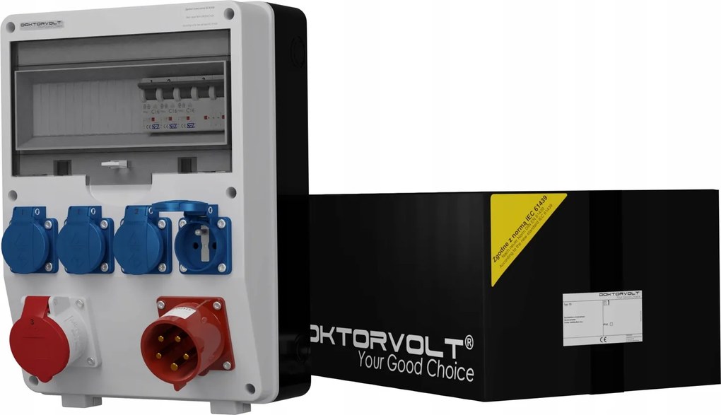 Építőipari kapcsolószekrény vevőcsatlakozóval 32A Td-s 32A 16A 4x230V