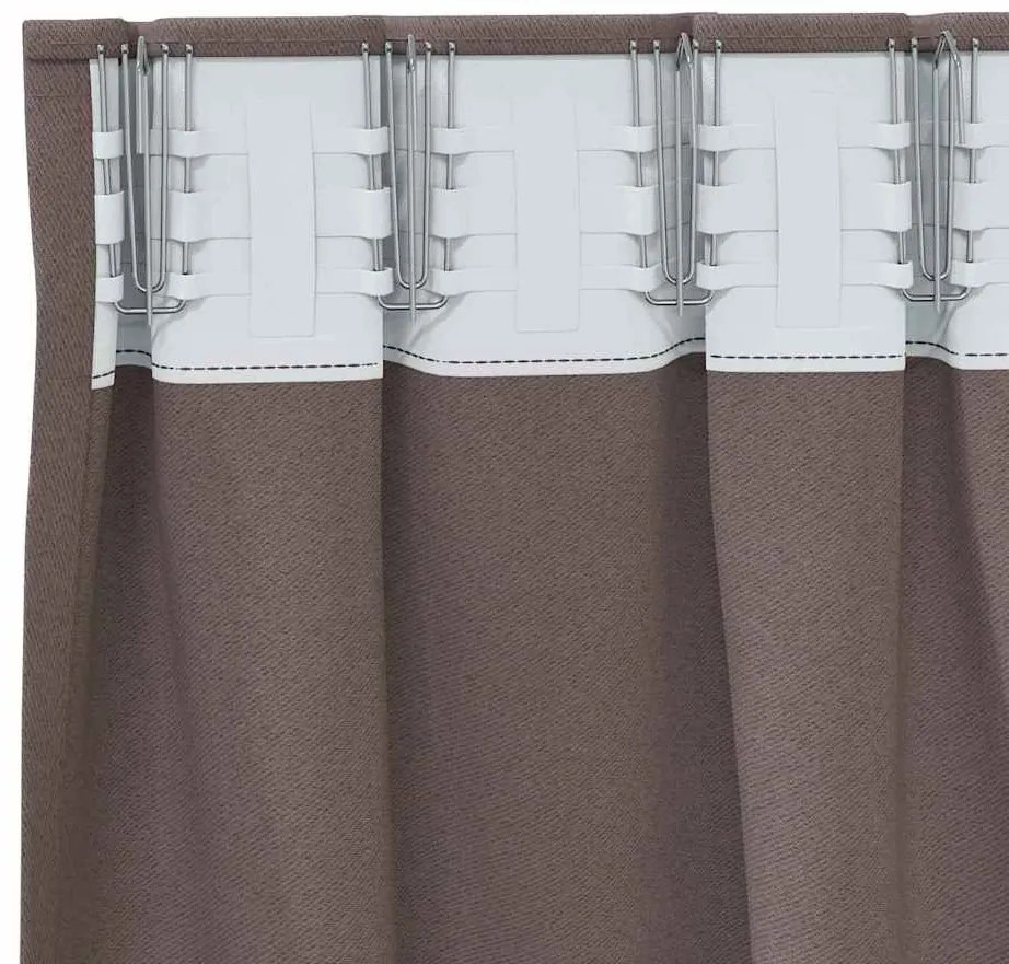 Függönyök függönyökkel 2 pcs sötétbarna 245x140cm Poliészter