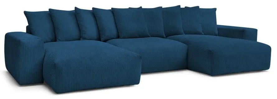 Sötétkék kordbársony sarokkanapé Voltaire – Bobochic Paris