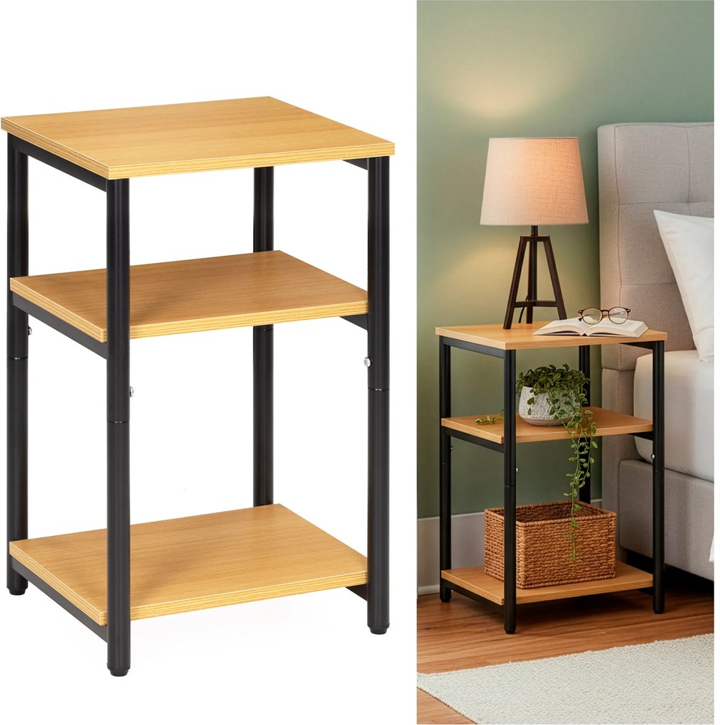 Éjjeliszekrény Éjjeli Asztal Loft 59cm Hálószobai Könyvespolc Nakastlik Polc