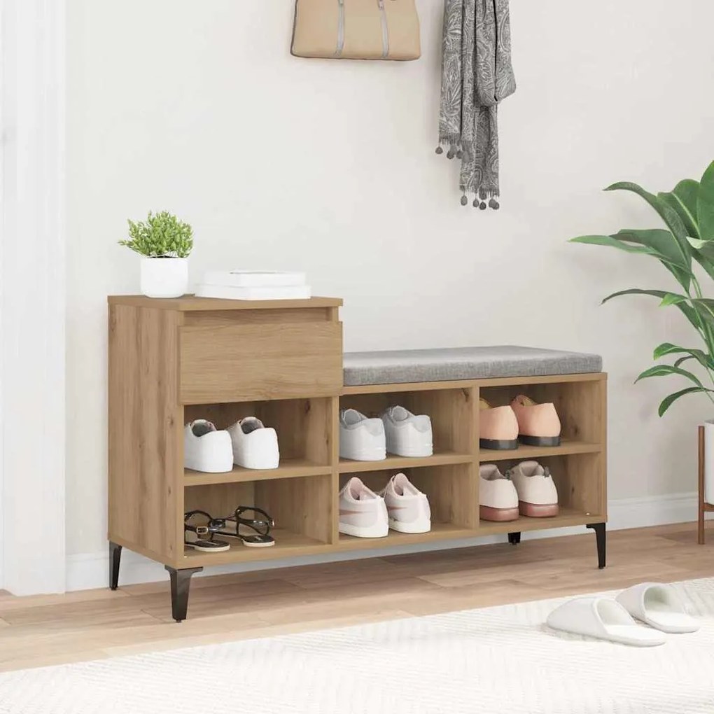 Cipőszekrény fiókkal kézműves tölgy 102 x 36 x 60 cm Faanyag