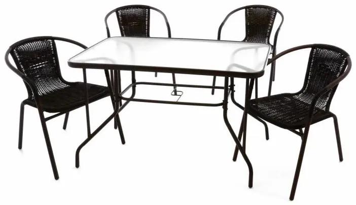 GARTHEN Kerti bútor készlet asztal + 4 szék barna