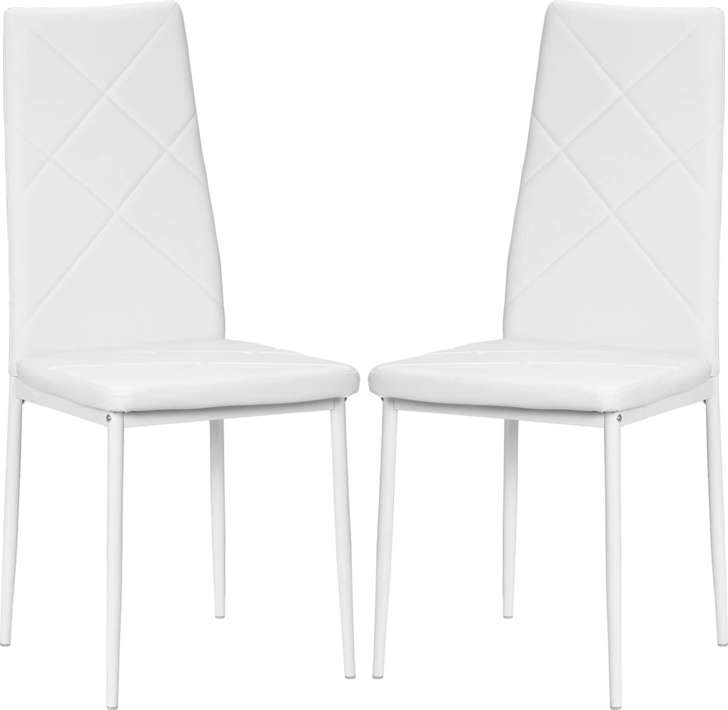 HOMCOM 2 db Kárpitozott Magas Hátú Étkezőszék, Konyhai Székek Műbőrből Gyémánt Steppeléssel, Csúszásmentes Lábakkal és Acél Lábbal a Nappaliba, 41x50x